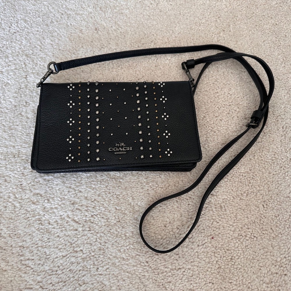 Black beaded Coach clutch